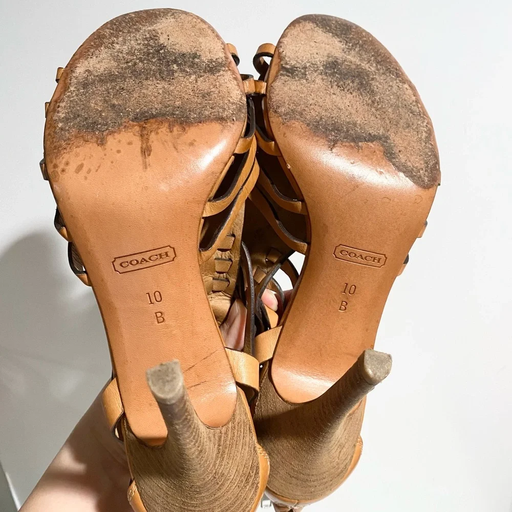 Coach Women’s Huarache Gladiator Open Tie Heeled Sandals Size‎ 10
